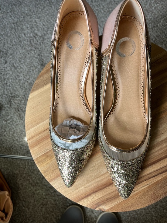 Journee Collection Shoes - Journee Collection Pink and Gold Glitter Pointed Toe Flats
